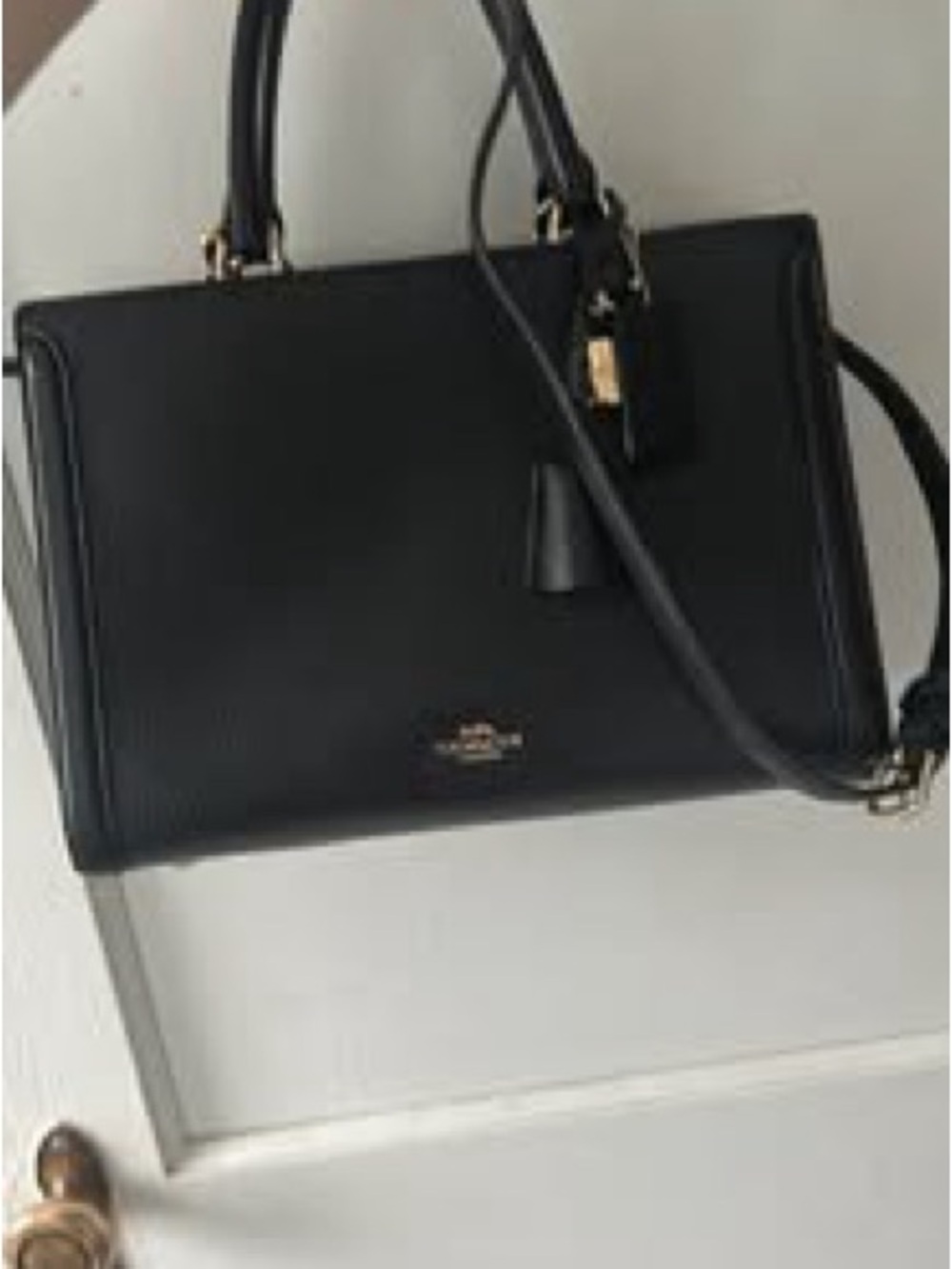 Coach Black Leather Satchel with Gold Hardware